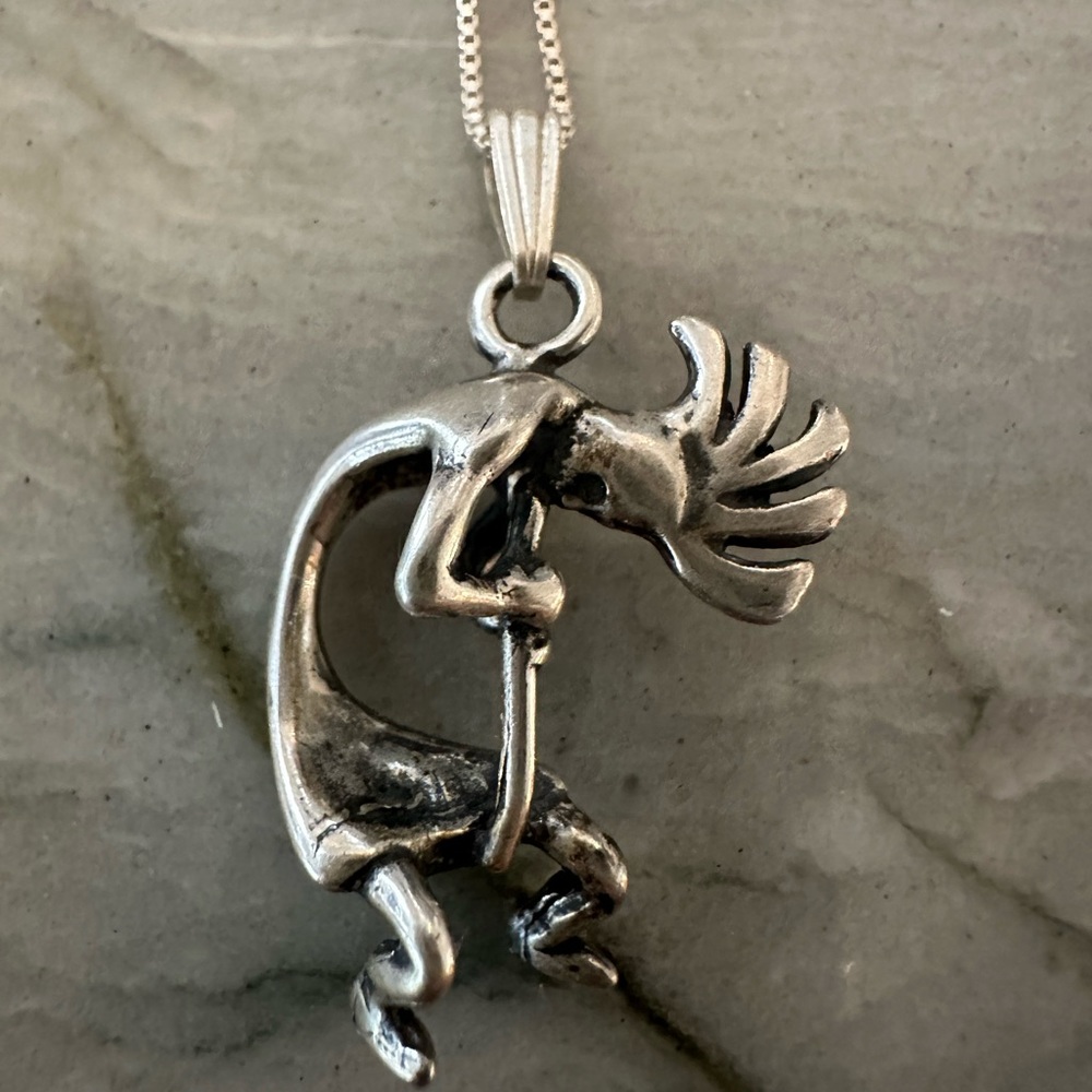 Masha Kokopelli sterling pendant